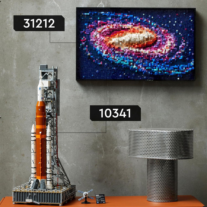 LEGO Icons NASA Artemis rampa de lansare, cadou, decor pentru camera de zi sau birou, set de construcție pentru adulți, cu capsula spațială Orion și rampa de lansare, obiect de colecție 10341