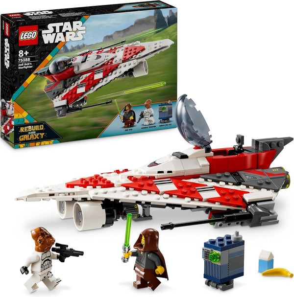LEGO Star Wars Jedi Bob's Starfighter, jucărie de construit, cărămizi de jucărie pentru navă stelară, personaj popular, cadou de ziua de naștere pentru băieți, fete și toți fanii cu vârsta peste 8 ani 75388
