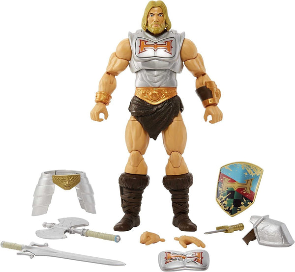 Masters of the Universe HDR45 - Colecția Masterverse, Battle Amour He-Man, aprox. 18 cm înălțime Figurine de acțiune MOTU pentru joacă și colecționare, cadou pentru copii cu vârsta de peste 6 ani