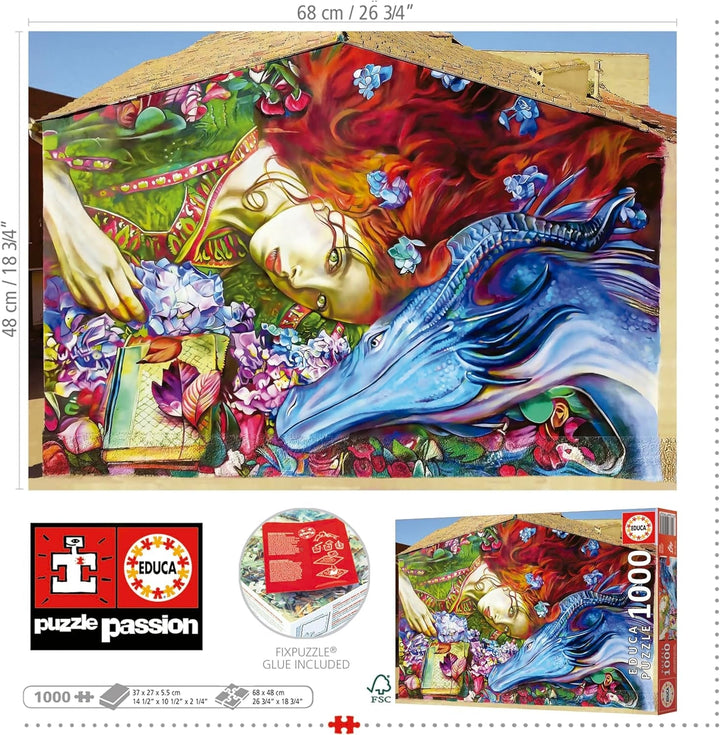 Educa - Puzzle de 1000 piese pentru adulti | Sant Jordi, Lily Brick. Dimensiuni: 68 X 48 cm. Include lipiciul de puzzle Fixpuzzle. Pentru 14 ani (19926)
