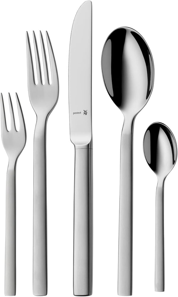 WMF Lyric plus Edelstahl Besteck Set 6 Personen, Essbesteck Set 30Teilig, Hohlheftmesser, Cromargan Protect Teilmattiert, Kratzbeständig, Spülmaschinenfest