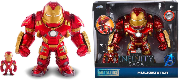 Jada Toys Marvel Figure Hulkbuster & Ironman, Cască deschisă și închisă, Figuri de colecție, Set, Die-Cast, Roșu, Dimensiune: 6 inch Hulkbuster & 2 inch Ironman