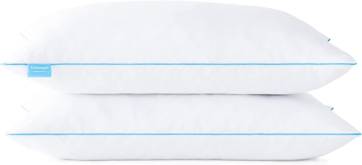 Pernă Linenspa 40X80 Cm - Set de 2 - Pernă cu fermitate medie - Oeko-Tex - Fabricată din fulgi de spumă de memorie mărunțită, albă
