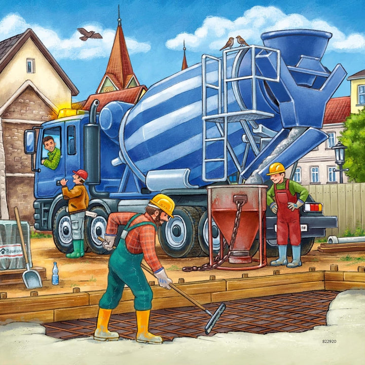 Ravensburger Puzzle pentru copii - 09226 Vehicule mari de construcții - Puzzle pentru copii de peste 5 ani, cu 3X49 piese