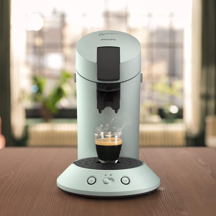 Philips Senseo Original Plus, aparat de cafea cu doze (selecție a intensității cafelei, tehnologie coffee boost, fabricat din plastic reciclat), Mint, (CSA210/20)
