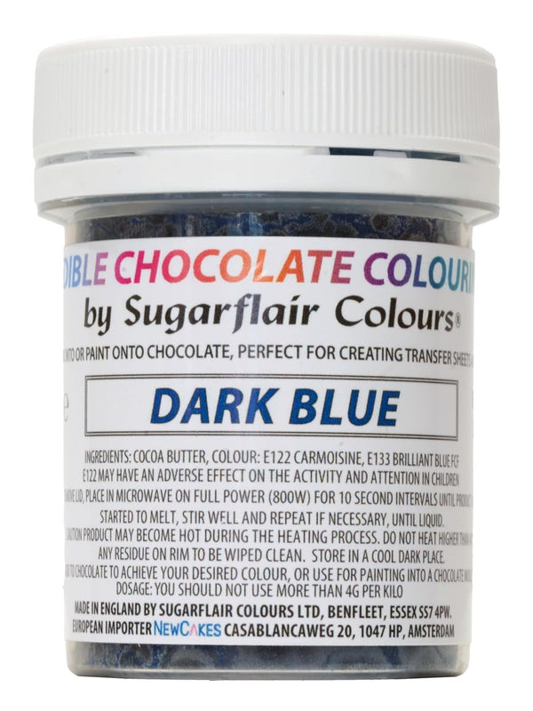 Colorant alimentar Sugarflair Chocolate Colorant alimentar pentru ciocolată, albastru închis - Unt de cacao colorat, Colorant ciocolată pentru colorarea ciocolatei, Praline - 35g