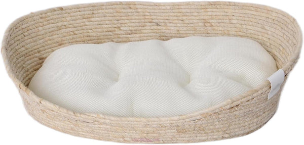 Pat de dormit Dehner Premium Lovely Cuddle, 58 x 48 x 18 cm, material natural/pluș, alb/bej