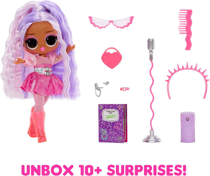 L.O.L. Surprise! Tweens Neon Pop Stars - Kitty K - 1 păpușă la modă cu surprize retroiluminate și 10+ costume și accesorii Pop Star, inclusiv micro-benzi retro, cadou pentru copii 4+
