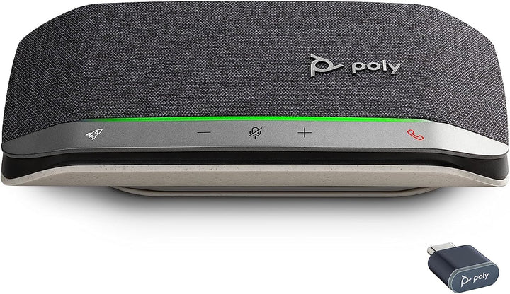 Poly Sync 20+ Personal, portabil Difuzor Bluetooth pentru conferințe (Plantronics) - Anulare ecou/zgomot - Adaptor Bluetooth Usb-C, compatibil: Teams (certificat), Zoom, PC, Mac, telefon mobil