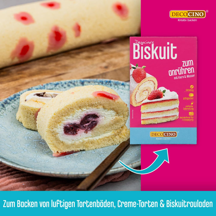 DECOCINO Biskuit Backmischung (250 G) – Einfache Zubereitung – Gelingsicher – Zum Backen Von Luftigen Biskuitböden, Creme-Torten, Biskuitrollen Uvm.