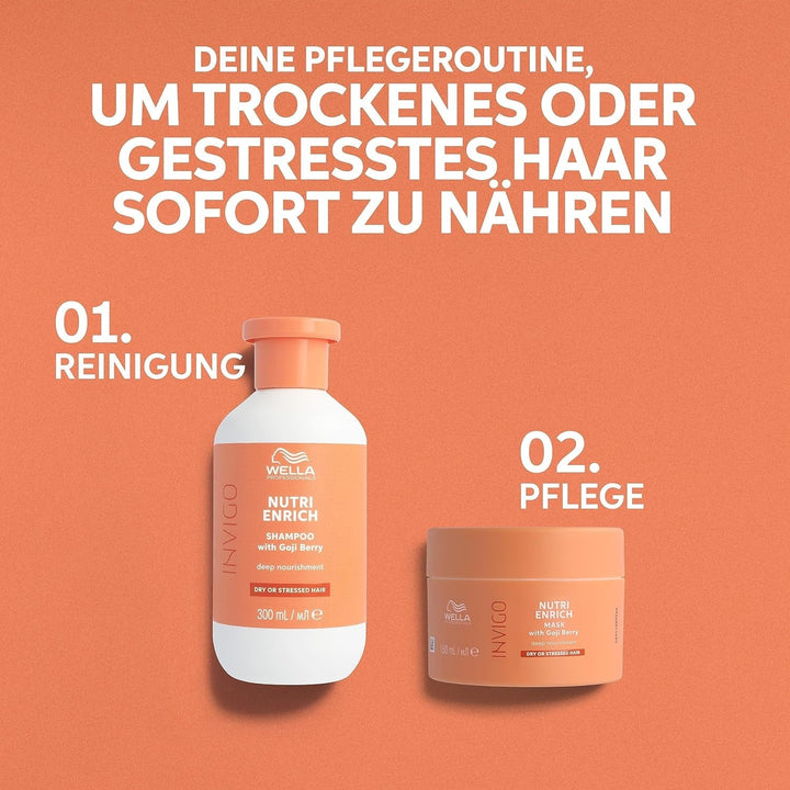 Wella Professionals Invigo Nutri Enrich - îngrijire hidratantă pentru părul deteriorat - balsam, mască și balsam cu vitamina E, pantenol și migdale - împotriva încrețirii și pentru bucle vii Masca de par Naty Shop