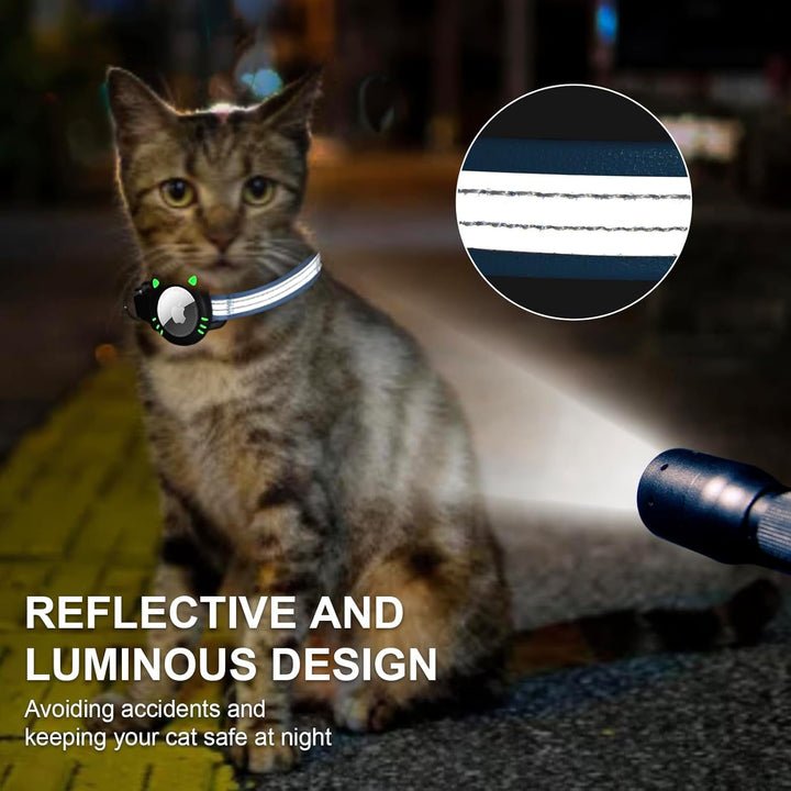 Zgardă pentru pisici Agoumlux Airtag, zgardă GPS pentru pisici pentru Apple Air Tag, zgardă reflectorizantă pentru pisici cu cataramă de siguranță, zgardă pentru pisici, albastru, XS (17,5-23 cm)
