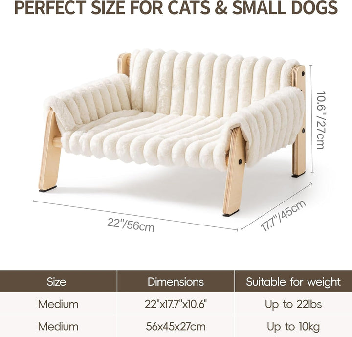 MEWOOFUN Canapea extensibilă moale pentru pisici mari și pisoi, pat robust pentru pisici, pat detașabil lavabil pentru câini mici, 56 x 45 cm (bej, M)