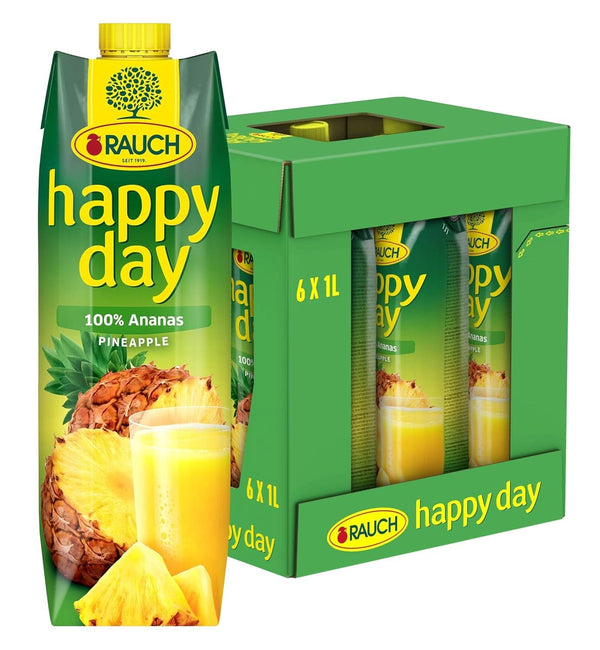 Rauch Happy Day Ananas | Explozie de arome tropicale | Fabricat din 100% suc concentrat de ananas | 6 x 1 litru,Tetra Prisma