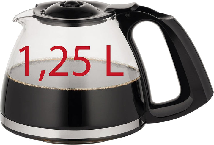 Moulinex FG360811 Cafetieră din sticlă Subito oțel inoxidabil mat, negru, 15 cești
