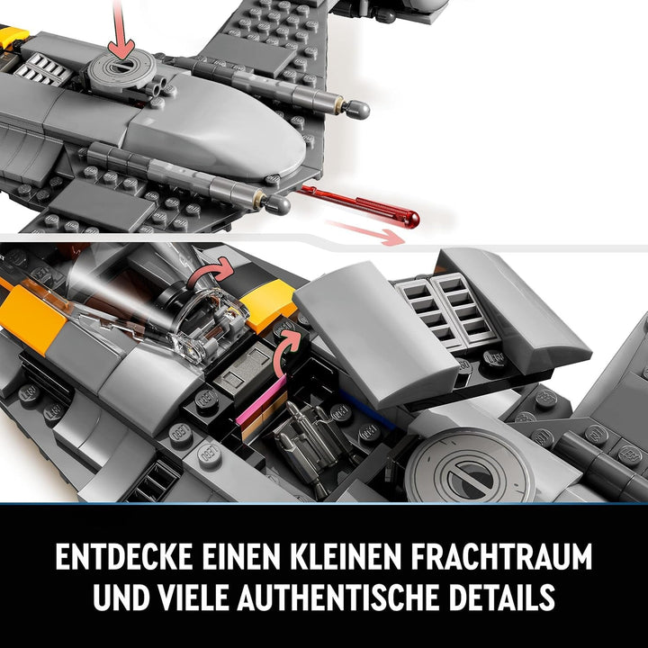 LEGO Star Wars Luptătorul Mandalorian N-1 din Cartea lui Boba Fett, jucărie construibilă cu navă spațială, set de 4 personaje, inclusiv figura Baby Yoda 75325