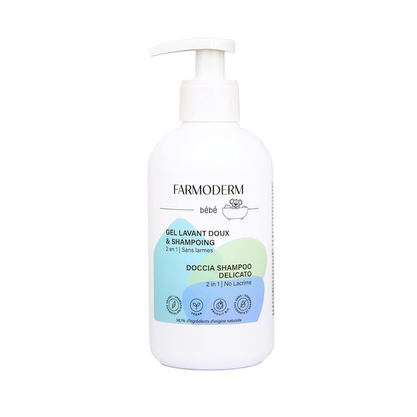 Șampon și gel de curățare 2 în 1 Daily Gentle Baby Shampoo & Cleansing Gel - vegan și organic - cu 98% ingrediente naturale - Șampon fără lacrimi pentru copii și bebeluși - 300 ml