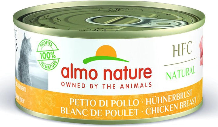 Almo Nature HFC Natural - Hrană umedă pentru pisici adulte - File de pui - de calitate umană, fără gluten și monoproteină - 280G, pachet de 12