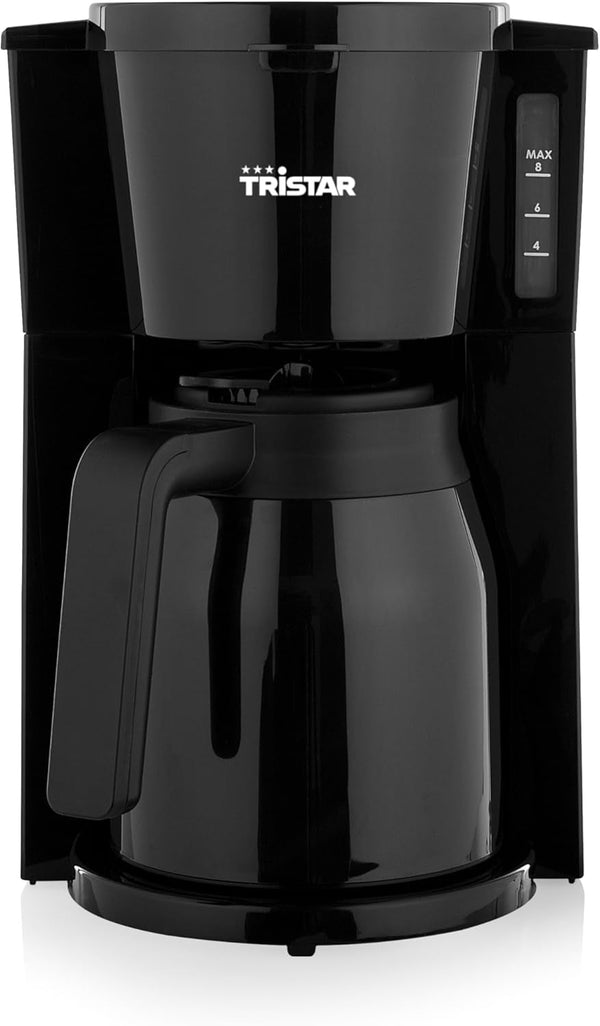 Cafetieră Tristar, termos de 1 litru, 900W, cu pereți dubli, 8-10 cești, oprire picurare, oprire automată, compactă, protecție la funcționare uscată, fără Bpa, ușor de curățat, CM-1285