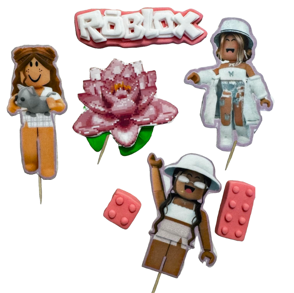 Set 7 decoratiuni comestibile din pasta de zahar, Roblox girls