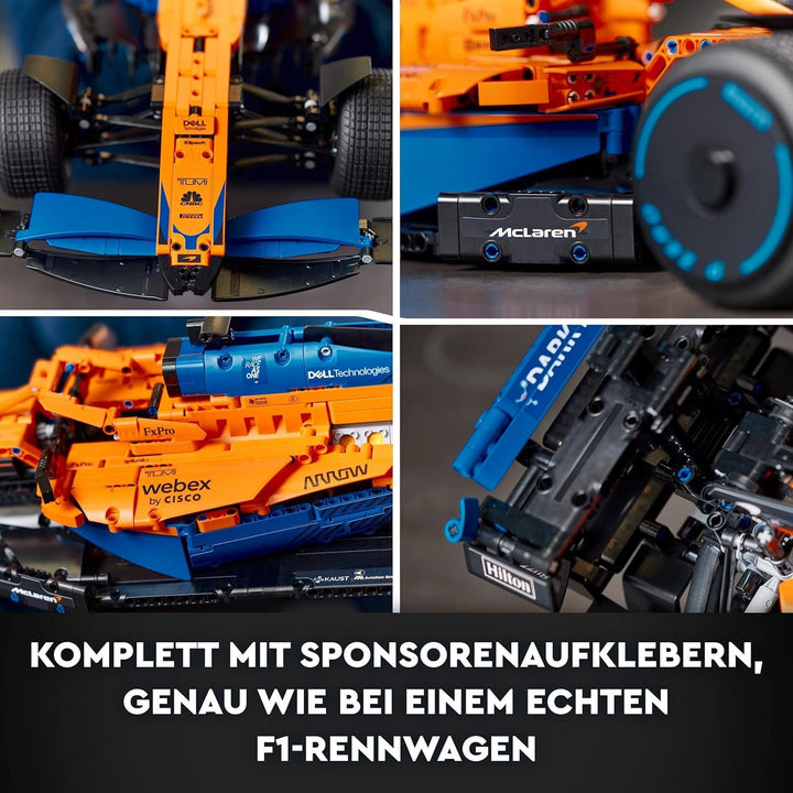 Lego Technic Mclaren Formula 1 Racing Car - Model F1 pentru adulți cu motor V6 și direcție - Cadou pentru fanii și colecționarii sporturilor cu motor - 42141
