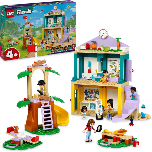LEGO Friends Heartlake City Kindergarten, set de joacă pentru fete și băieți de la 4 ani, joc de rol creativ cu 2 figurine și 4 micro figurine, jucărie pentru dezvoltare socială 42636