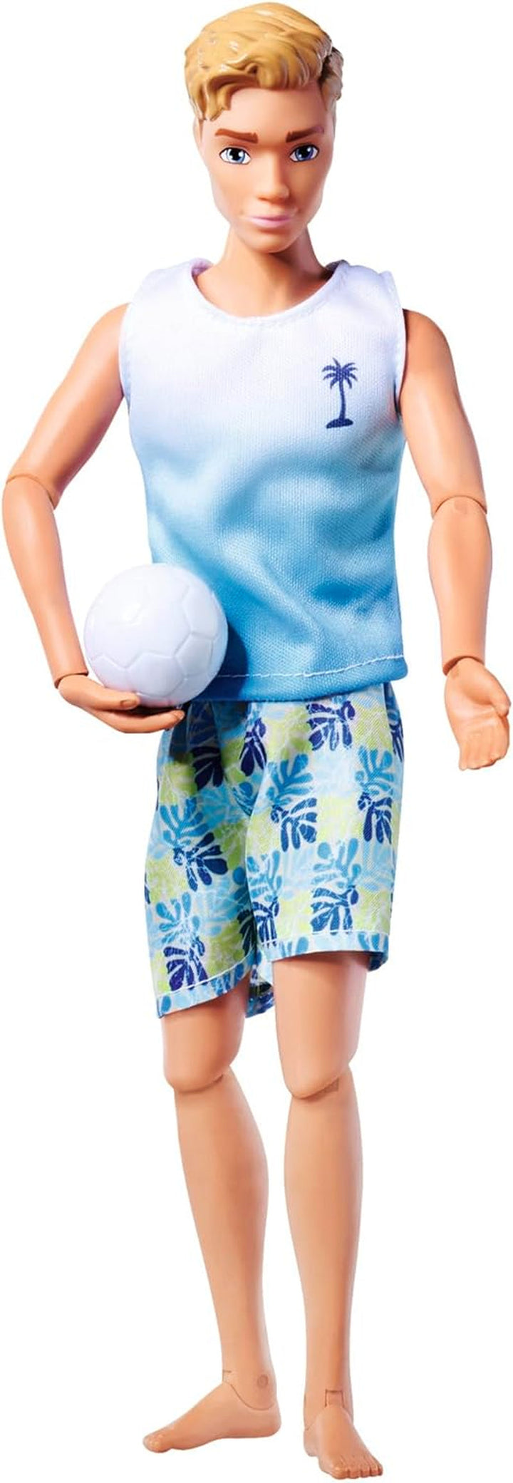 Steffi Love Beach Kevin, Kevin în costum de baie cu tricou și mingea de volei, complet mobil, 30cm păpușă de joacă, de la 3 ani, alb