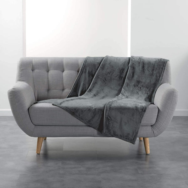 Douceur D'Intérieur Flanou Plaid, Poliester, Gri, 125 X 150 Cm