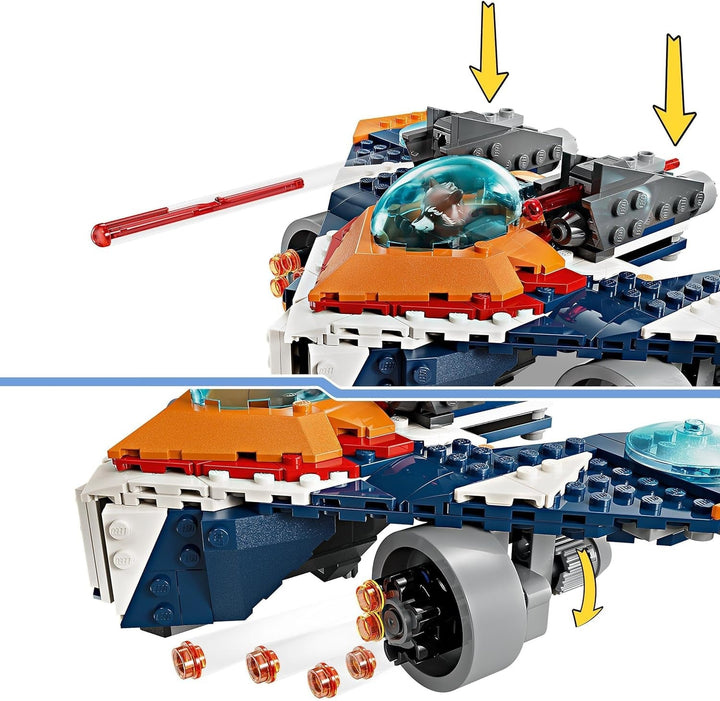 LEGO Marvel Rockets Spaceship Vs. Ronan, set cu navă spațială construibilă, jucărie cu supereroi din Gardienii Galaxiei cu figuri, cadou pentru băieți și fete de la 8 ani 76278