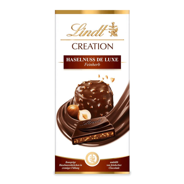 Lindt Schokolade Creation Haselnuss De Luxe Feinherb | 150 G Tafel | Knusprige Haselnuss-Stückchen in Cremiger Füllung Umhüllt Von Feinherber Schokolade | Schokoladentafel | Schokoladengeschenk