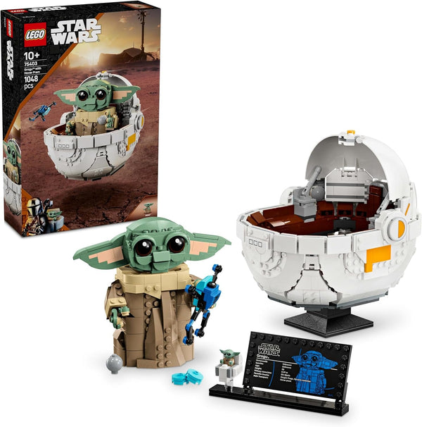 LEGO Star Wars 75403 Grogu în leagănul său repulsor din Mandalorian - Minifigurină de colecție - Model de construit, jucat și expus - Decorațiuni pentru casă - Cadou pentru băieți și fete cu vârsta de peste 10 ani