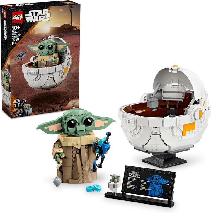 LEGO Star Wars 75403 Grogu în leagănul său repulsor din Mandalorian - Minifigurină de colecție - Model de construit, jucat și expus - Decorațiuni pentru casă - Cadou pentru băieți și fete cu vârsta de peste 10 ani
