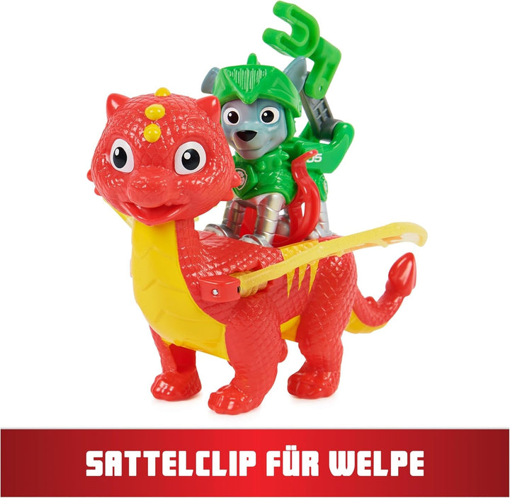 PAW PATROL, Rescue Knights Rocky și Dragon Flame set de figurine de acțiune, jucărie potrivită pentru copii cu vârsta de peste 3 ani
