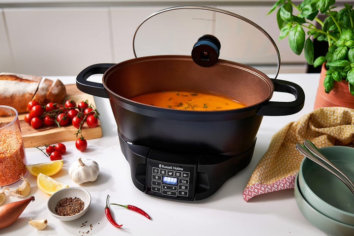 Russell Hobbs Multikocher 6,5L [Digitales Display] 8 Kochfunktionen (Slow Cooker, Dampfgarer, Reiskocher, Bräter, Sous Vide Garer, Kocher, Warmhaltebehälter, Schongarer) Spülmaschinengeeignet 28270-56