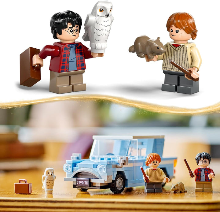 LEGO Harry Potter Flying Ford Anglia, mașină de jucărie construibilă pentru copii, cadou pentru băieți, fete și toți fanii de la 7 ani, set cu 2 mini figurine, inclusiv Ron Weasley, pentru jocuri de rol 76424