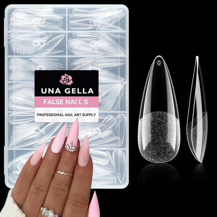 Tipuri de unghii balerină pentru unghii cu gel, 216 bucăți, 12 mărimi, tipuri de unghii cu gel moale, acoperire completă, set pentru extensii de unghii, semi-mate, DIY, artă acasă
