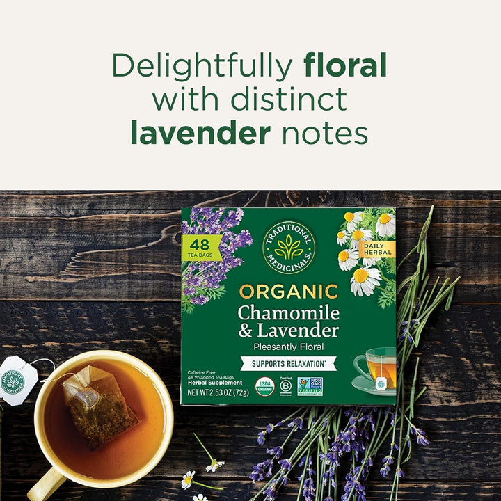 Tea, Organic Chamomile & Lavender, Stress Relief, 48 Tea Bags Tea USA Naty Shop