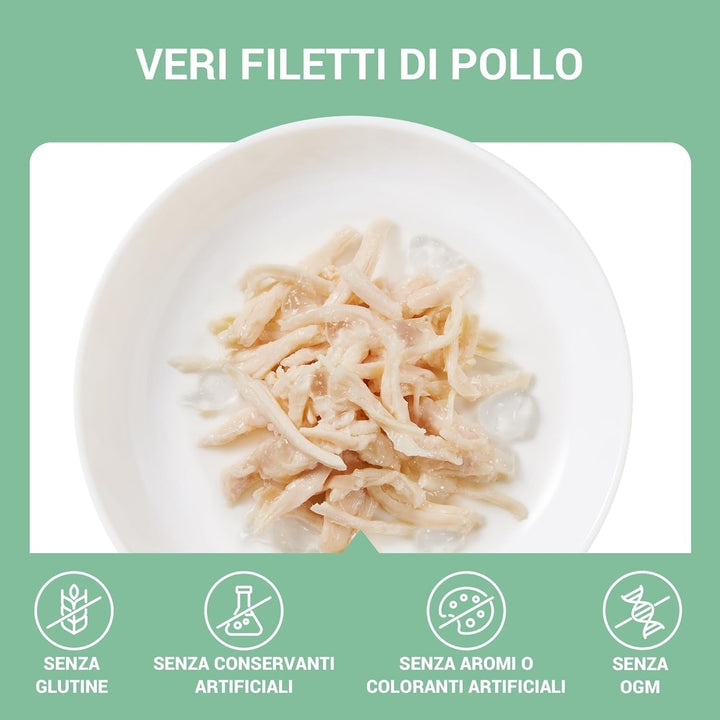 File de pui în jeleu, Hrană umedă complementară pentru pisici, Rețetă originală, 100% naturală, 12 cutii a câte 70 g