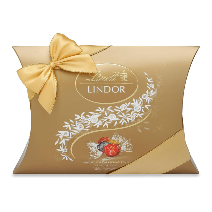 Lindt Schokolade LINDOR Kugeln Mischung | 323 G in Kissenpackung | Ca. 25 LINDOR Kugeln (Vollmilch, Feinherb, Weiß) | Pralinen-Geschenk Oder Schokoladengeschenk