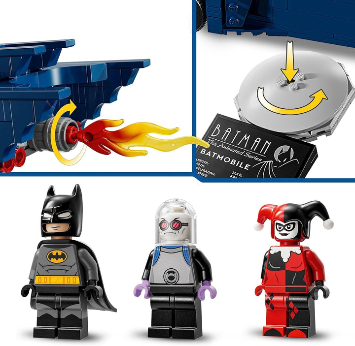 LEGO DC Batman: Batman în Batmobil vs. Harley Quinn și Mr Freeze, mașină de jucărie din seria animată pentru copii, cadou pentru băieți și fete de la 8 ani 76274