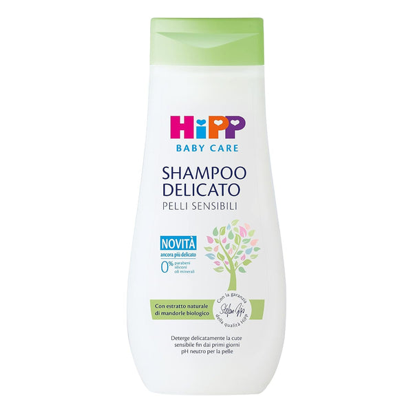HiPP - Baby Care Șampon delicat pentru copii, curăță ușor și irită ochii, pentru pielea sensibilă, cu extract natural de migdale organice, 1 flacon cu 200 ml