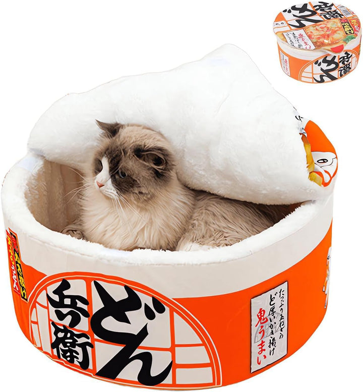 ZHUIYIWIN Peșteră pentru pisici, Paturi pentru pisici, Căsuță pentru pisici, Peșteră pentru îmbrățișări, Loc de dormit confortabil pentru pisici, Pisici, Căței, Căsuță de pluș pentru pisici de interior, Pisici (Albastru Portocaliu, M)