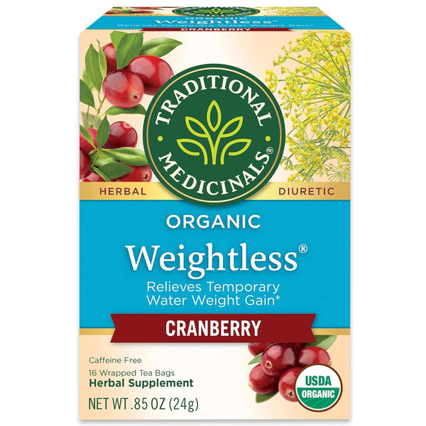 Tea, Organic Weightless, Relieves Temporary Water Weight Gain, Cranberry, 16 Tea Bags Tea USA Naty Shop Default Title