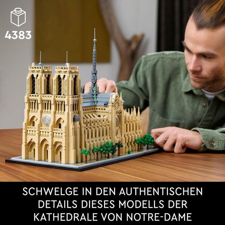LEGO Architecture Notre-Dame De Paris, piesă de colecție pentru adulți, suvenir din Franța, cadou pentru femei, bărbați, globetrotteri și toți pasionații de istorie, model arhitectural 21061