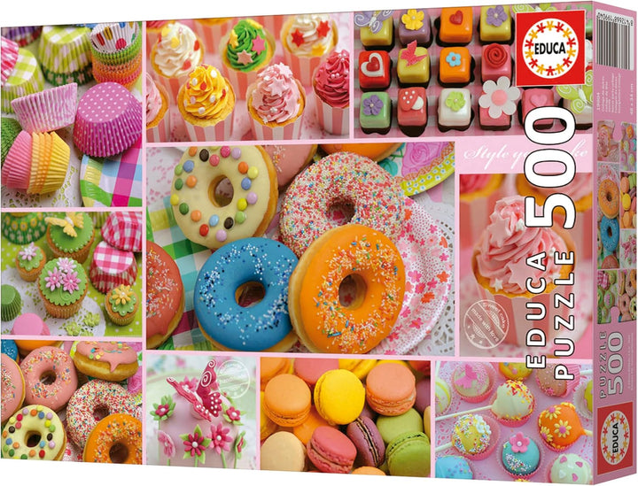 Educa - Puzzle de 500 de piese pentru adulti | Colaj de bomboane. Dimensiuni: 48 X 34 cm. Include lipiciul de puzzle Fixpuzzle. Pentru 11 ani (19904)