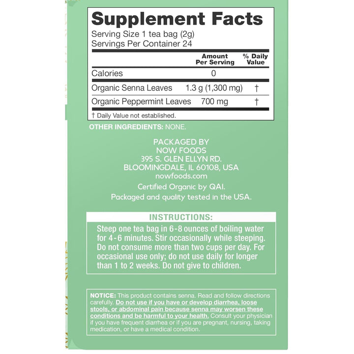 , Give a Tea™ Organic Senna Mint Tea, Detoxing, Caffeine-Free, 24-Count Tea USA Naty Shop