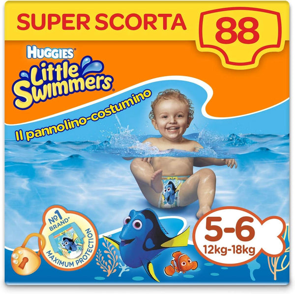 Huggies Little Swimmers L, Größe 5-6 (12-18 Kg), 8 Packungen À 11 [88 Windeln] 88 Pezzi