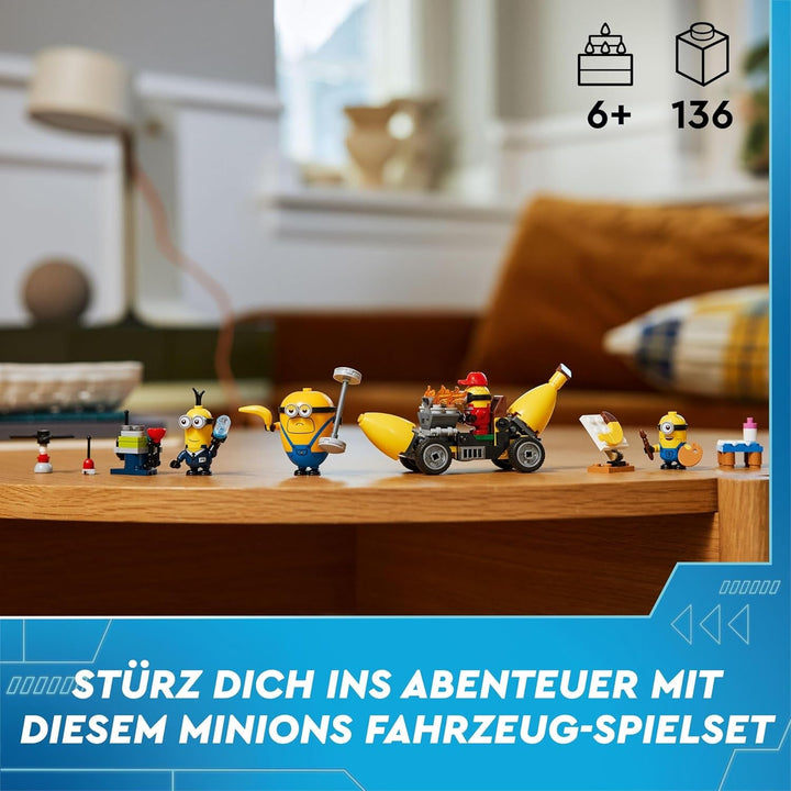 LEGO I - Simply Incorrigible 4 Minioni și mașina cu banane, set de joacă pentru I - Simply Incorrigible 4, jucărie pentru copii, cadou creativ Minioni pentru băieți și fete de la 6 ani 75580