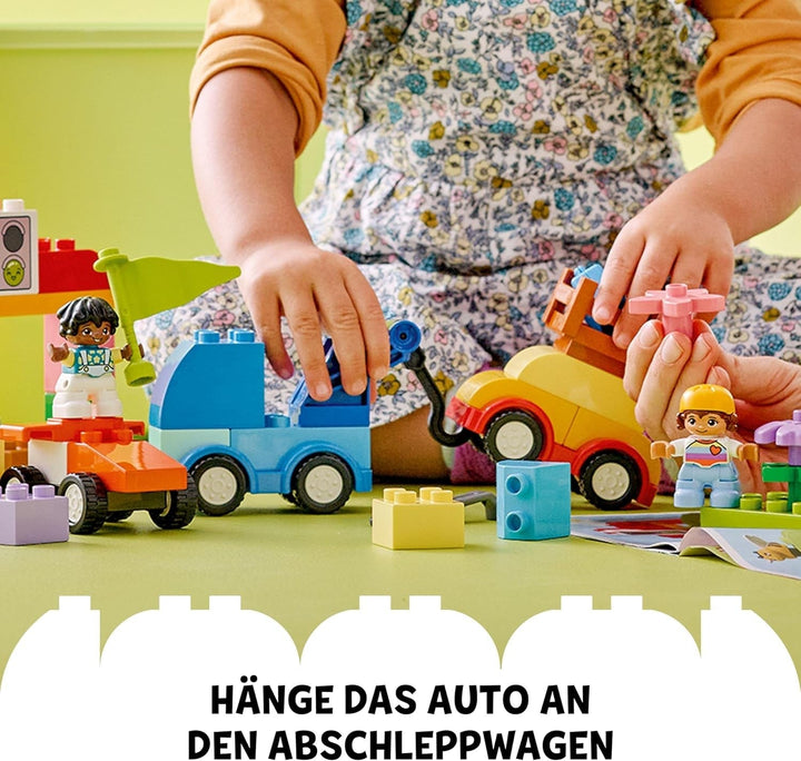 LEGO DUPLO Classic Brick Box Cars And Trucks, set de joacă cu vehicule pentru copii de la 1,5 ani, jucărie de învățare creativă, jucărie pentru mașini și set de mașini de curse 10439