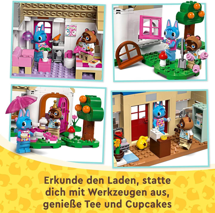 Set LEGO Animal Crossing Nook's Shop și Sophie's House, jucărie creativă pentru copii cu 2 mini figurine din seria de jocuri video, cadou pentru fete și băieți de la 7 ani 77050